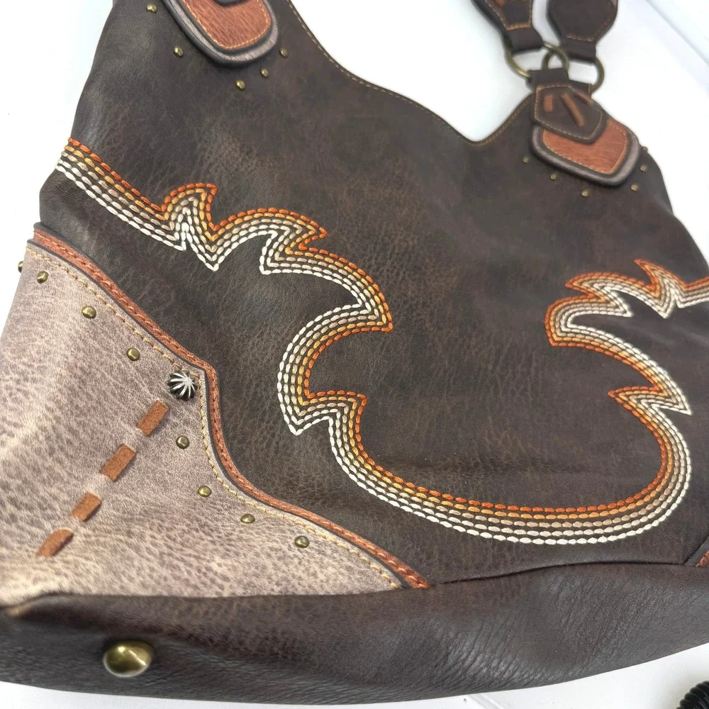 Justin Shoulder Bag Women OS Brown Concealed Carry Embroidered Western Cowgirl